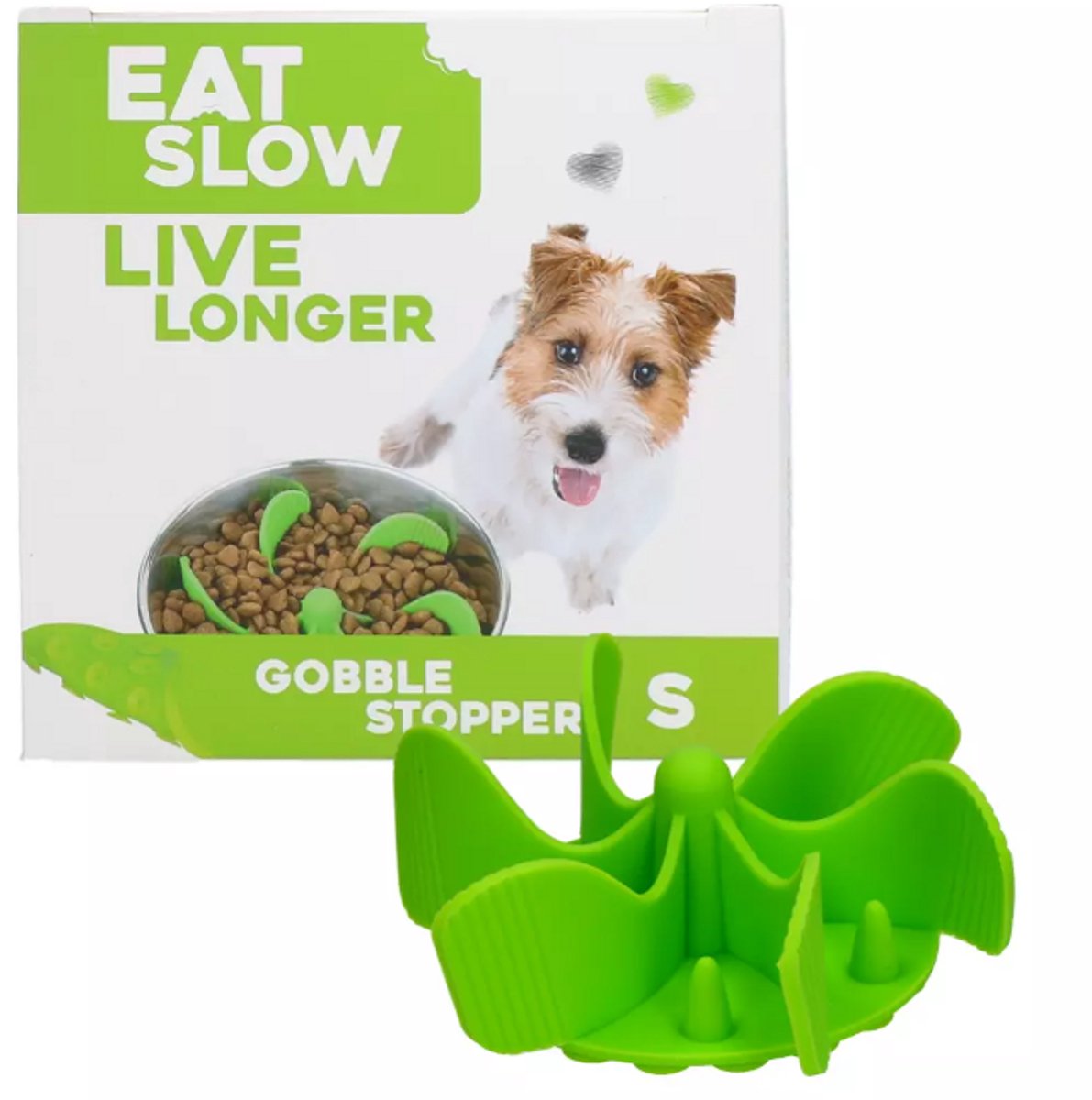 Eat Slow Live Longer Inzetstuk voor Anti-schrok Voerbak - S - Voerpuzzel - Slowfeeder voor Honden - Groen - Gobble Stopper