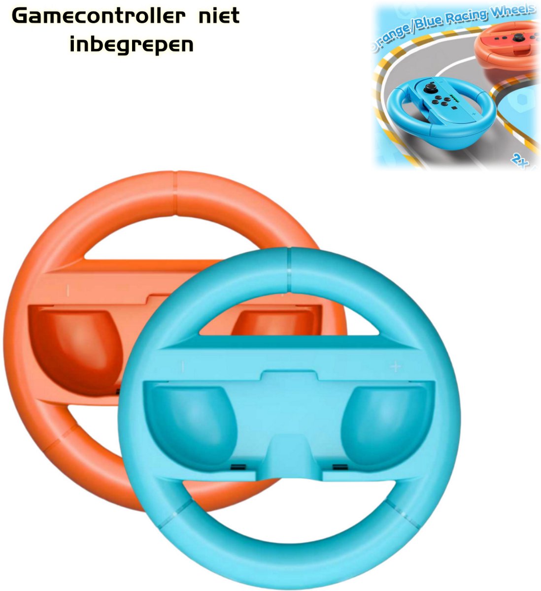 controllerhoes - Stuurwiel - Nintendo Switch 2 accessoirepakketten - Controller Racing Grip - Compatibel met Switch 2-controllerhoezen - Geschikt voor race- en bewegingsgames - spel Accessoires - blauworanje