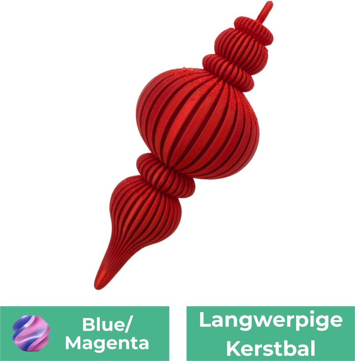 Langwerpige kerstbal – Decoratief object – Blauw / Paars - 5 stuks - 3d geprinte object – Winter woondecoratie – 12CM