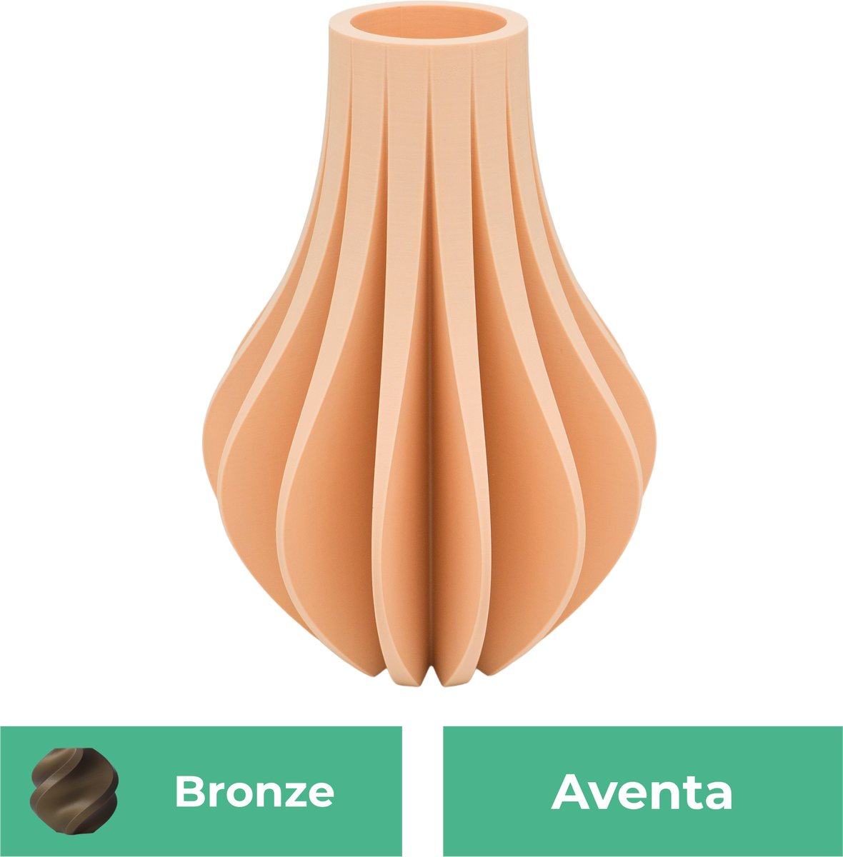 Lovora Aventa design vaas – Decoratieve vaas - Brons - 3d geprinte vaas – geschikt voor droogbloemen - 34CM