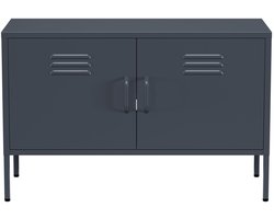 Lendo Online TV Meubel - TV kast - Dressoir voor woonkamer - Industriële Kast met verstelbare planken - Industrieel - Kasten - 100x40x65 cm (LxBxH) -Gepoedercoat staal - Metaal - Antraciet