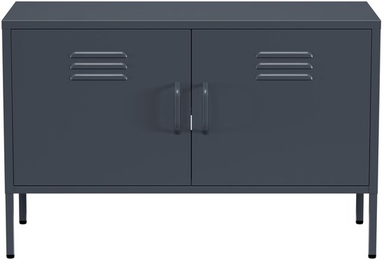 Lendo Online TV Meubel - TV kast - Dressoir voor woonkamer - Industriële Kast met verstelbare planken - Industrieel - Kasten - 100x40x65 cm (LxBxH) -Gepoedercoat staal - Metaal - Antraciet