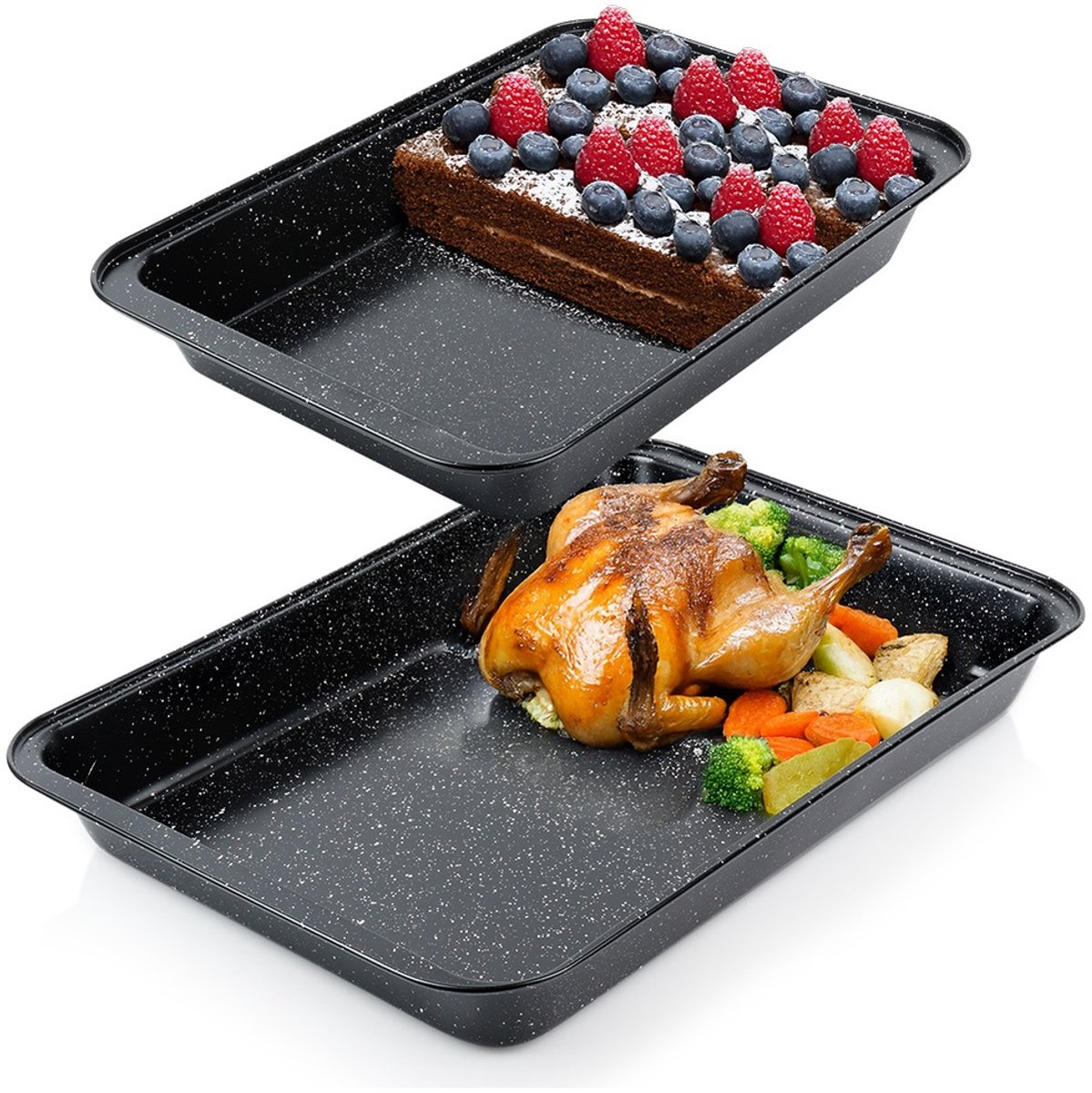 Braadslede Graniet 37,5x25,5 / 47,5x32 cm 2 stuks - Ovenschaal - Braadpan