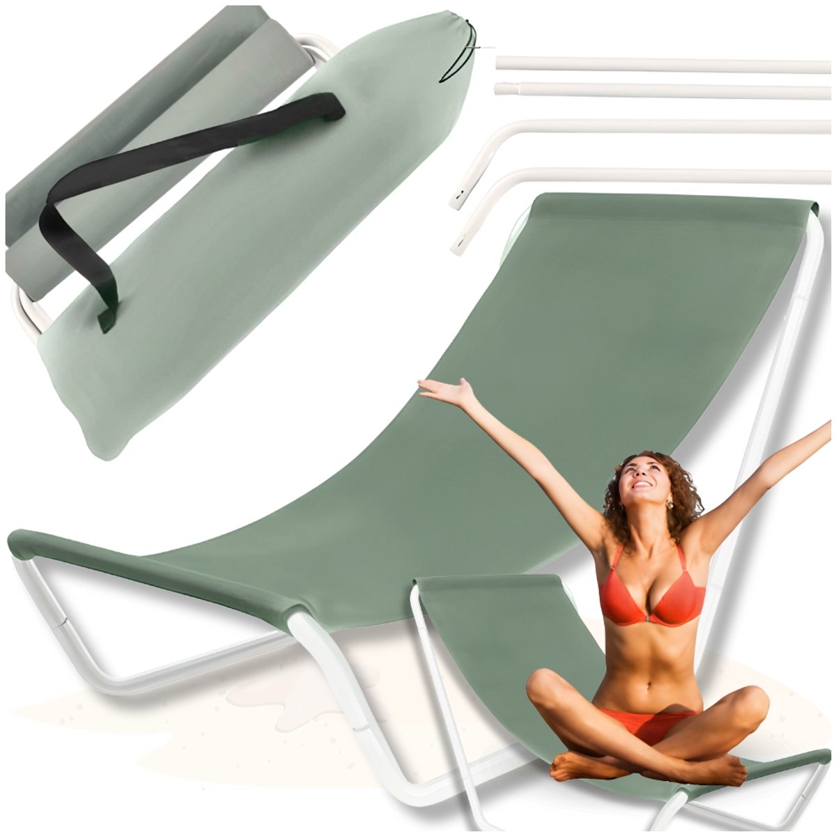 Sandos NOHO - Opvouwbare Strandstoel - Khaki - Lichtgewicht - Met Tas