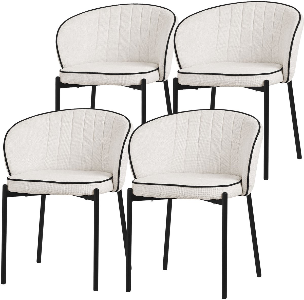 ml-design eetkamerstoelen set 4 stuks beige gestoffeerde stoelen metalen poten comfortabele moderne dining chairs zachte zitting ergonomische rugleuning voor keuken eettafel woonkamer scandinavisch design eethoek zitstoel set stoelen