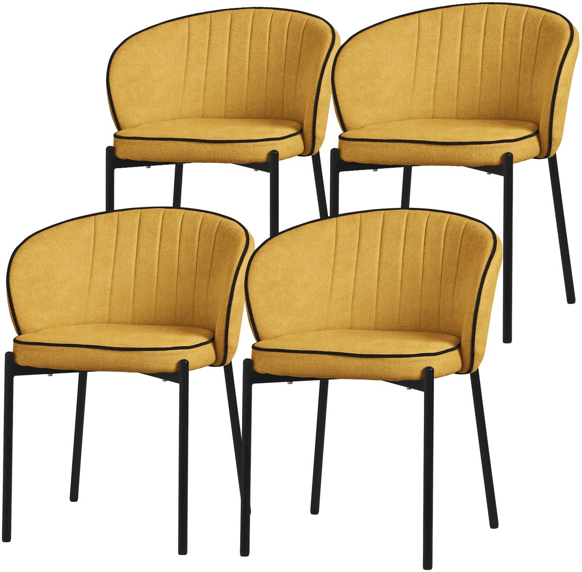 ml-design eetkamerstoelen set 4 stuks mosterd gestoffeerde stoelen metalen poten comfortabele moderne dining chairs zachte zitting ergonomische rugleuning voor keuken eettafel woonkamer scandinavisch design eethoek zitstoel set stoelen