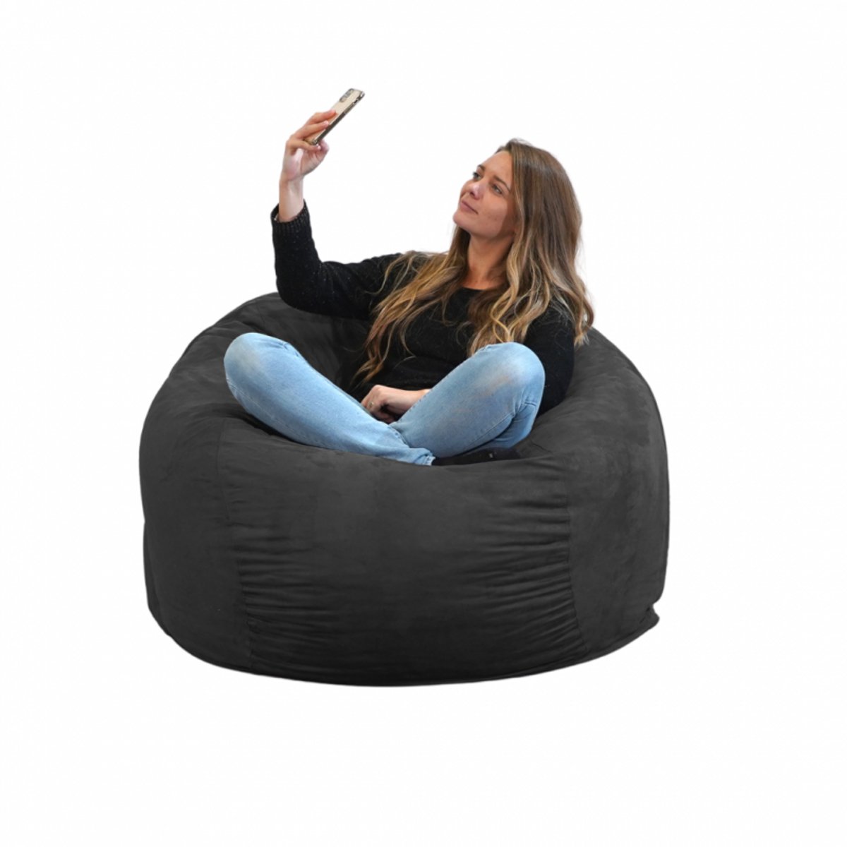 Bananair - Zitzak XXL afneembare hoes - microsuède - Grijs - 120 cm