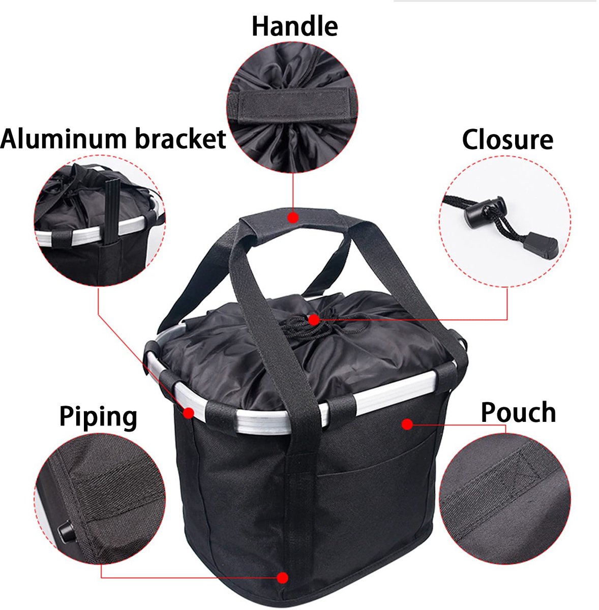 Hondenmand fiets voorop -hondenfietsmand -Fietsmand - fietstas hond -Huisdiermand - 34*26*25cm - hondenmand fiets - fietstas stuur -Fietsstuurmand - Voorop gemonteerd - Opvouwbaar - afneembaar - Geschikt voor kleine honden tot 10 kg -Zwart – foto 2