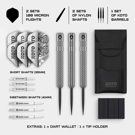 KOTO - Sting Silver Straight - 90% Tungsten - Dartpijlen - 24 Gram - Zilver - Steeldarts van KOTO — afbeelding 5