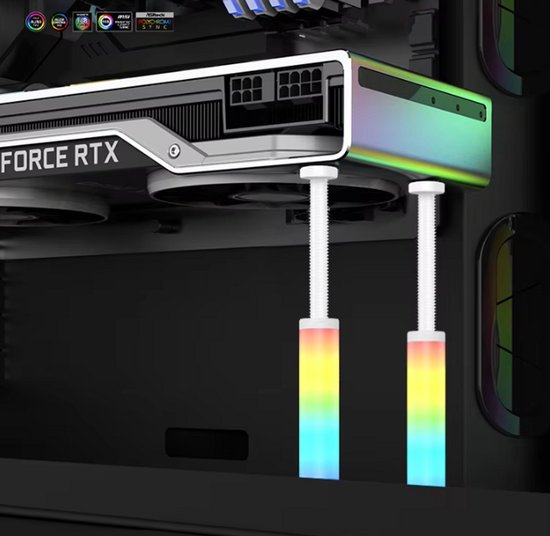 RGB Graphics Card Holder – Universele GPU Beugel – Verstelbare Videokaart Ondersteuning – Zwart – Ultimate Gaming – Anti-Sag RGB Verlichting