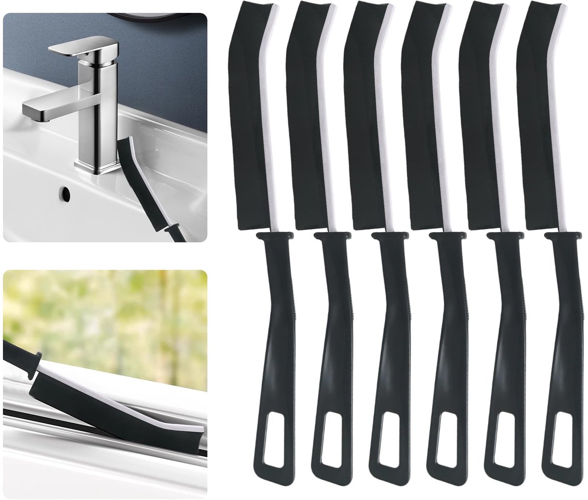 Unyqoos® Set van 6 veelzijdige hoek- en voegenreinigingsborstels voor grondige schoonmaak