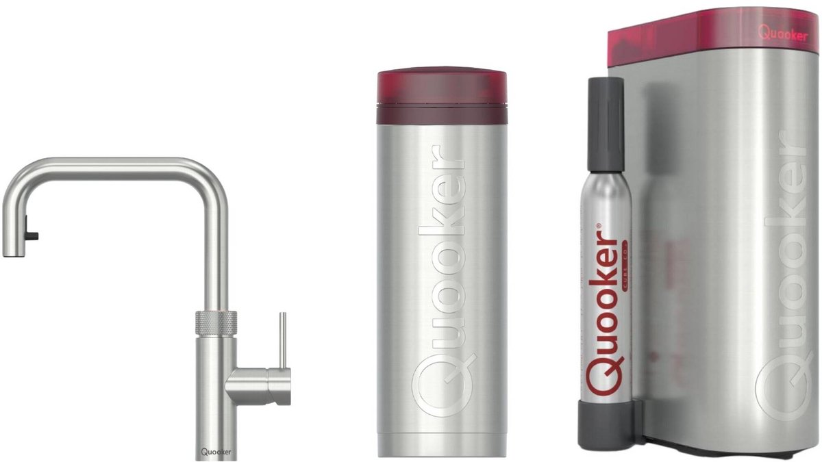 Quooker Flex Square met PRO3 boiler en CUBE reservoir 5-in-1 kokendwaterkraan RVS