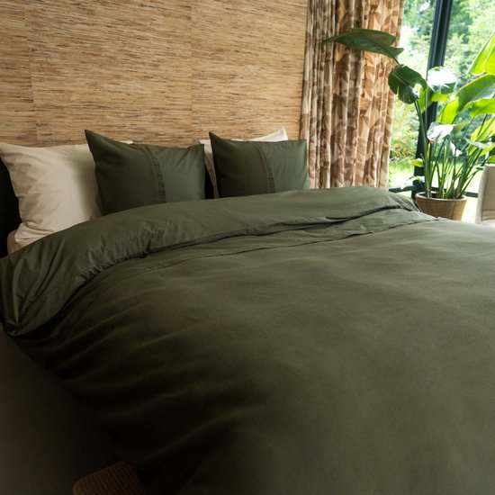 Kayori Erimo Dekbedovertrek Egyptisch Katoen - 240x200-220 cm +2 slopen - Lits-jumeaux - 300 TC Premium Hotelkwaliteit - Donkergroen van Merkloos — afbeelding 5