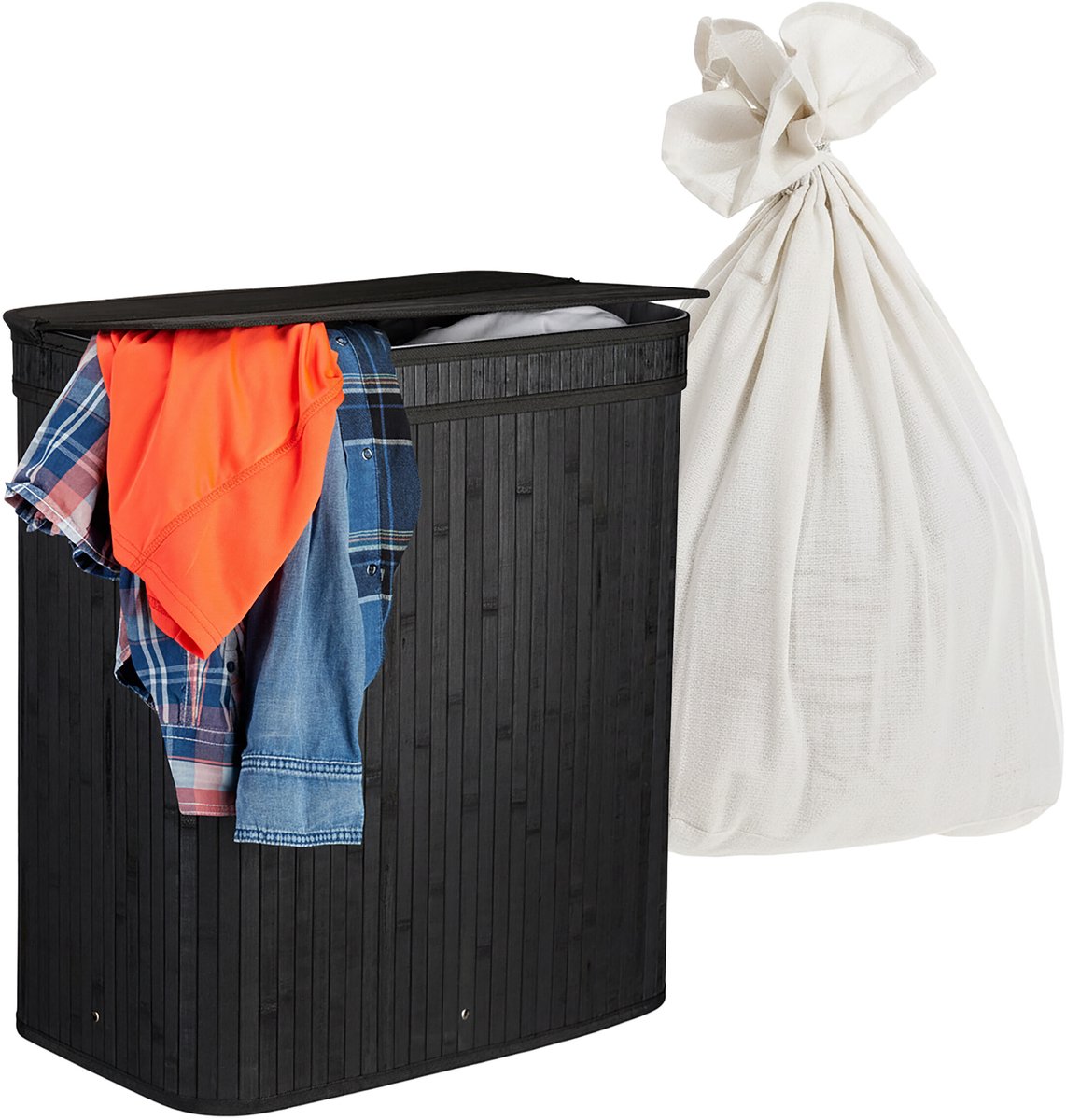 Wasmand - 52x60x32 cm - zwart - met hengsel