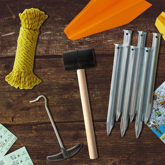 Camping set 9 delig - Hamer - Haringen - Touw - Haringtrekker - Kamperen - Camping - Metaal van Camp — afbeelding 2