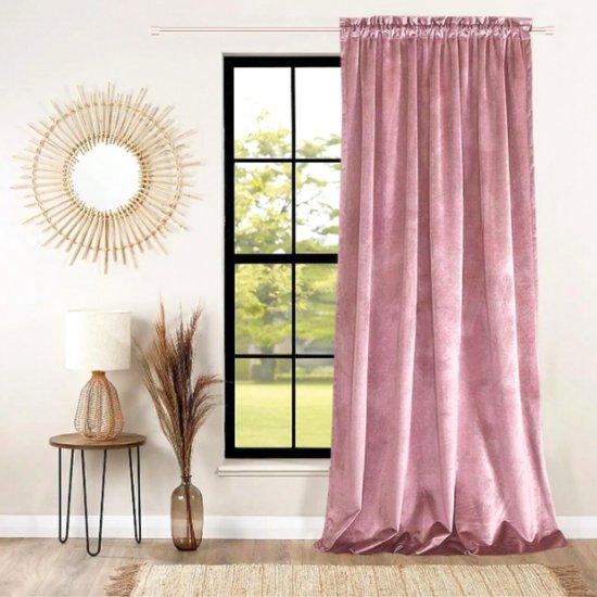 More&Deco - Velours Gordijn - Roze - 250x140 cm - Klaar om op te hangen — afbeelding 4