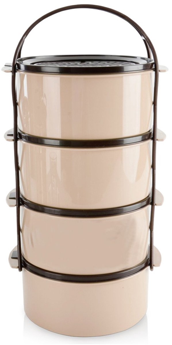 Plastic lunchtrommel met 4 lagen, 4 x 1,5 liter