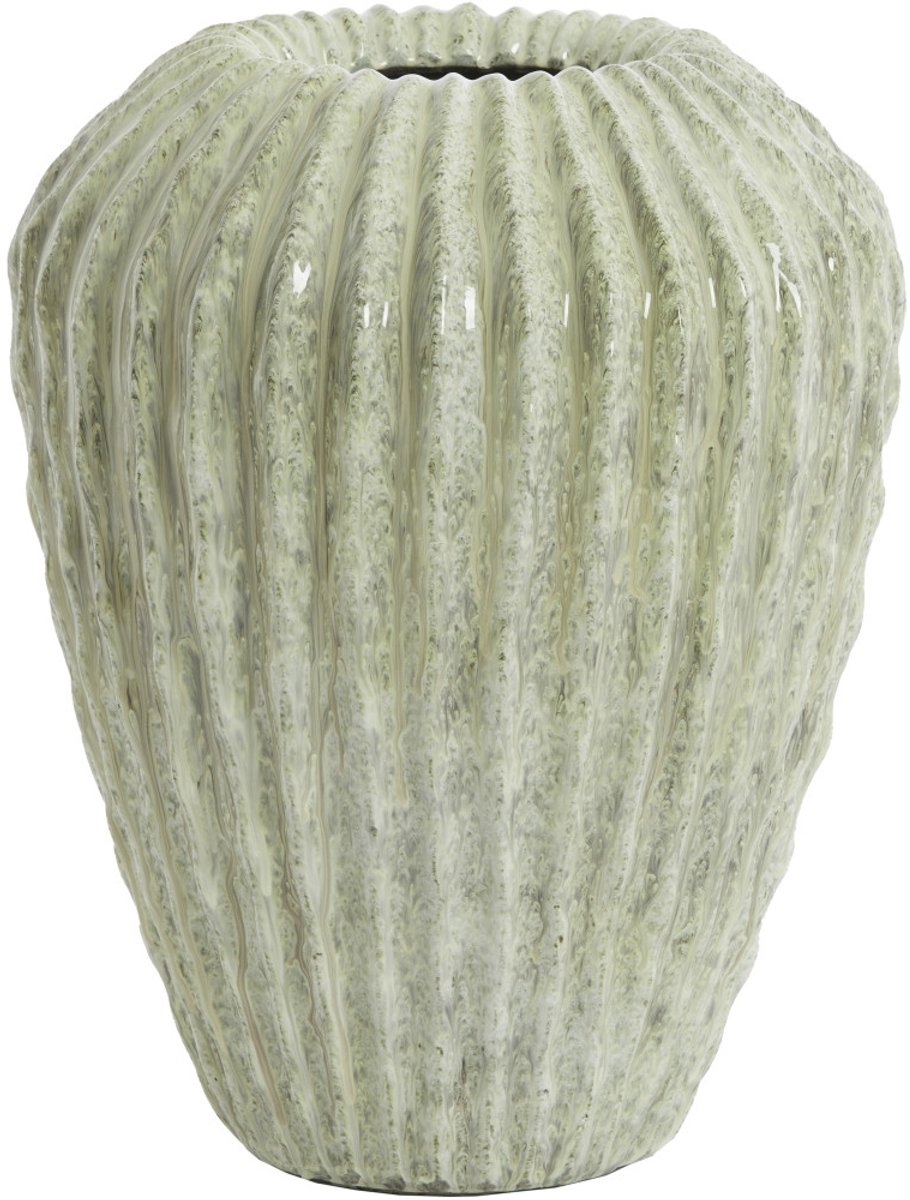 vaas CACTI van steen in mintgroene kleur - Ø29x37 cm