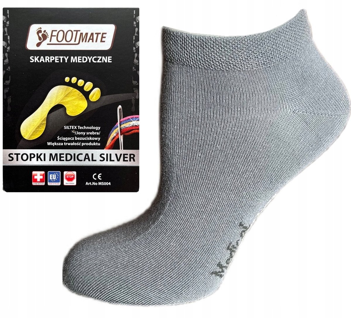 FootMate medische sok met antibacterieel en ademend Grijs