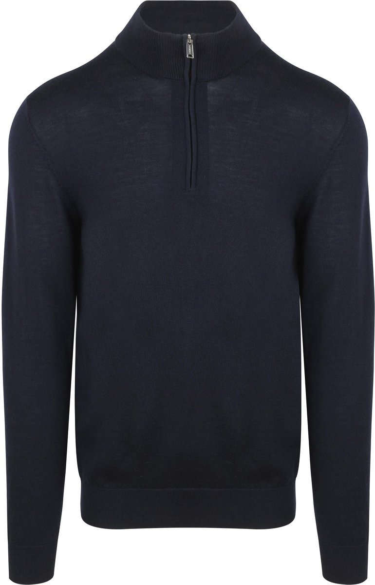 Profuomo Half Zip Pullover Merinowol Donkerblauw (navy) - Maat XXL - Heren - Quarter zip