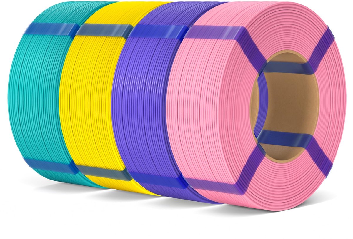 IMPERATORIS® PLA 3D Printer Filament - Printfilament - Eenvoudig Printen - 4000 g - Roze , Paars , Geel , Turkoois