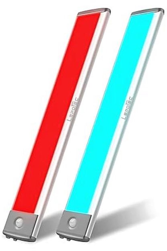LEPOTEC RGB-nachtlampje met bewegingssensor en magneet, binnenverlichting met dimbare helderheid voor thuis, kast, keuken, slaapkamer, speelkamer, camping, enz., 2 stuks