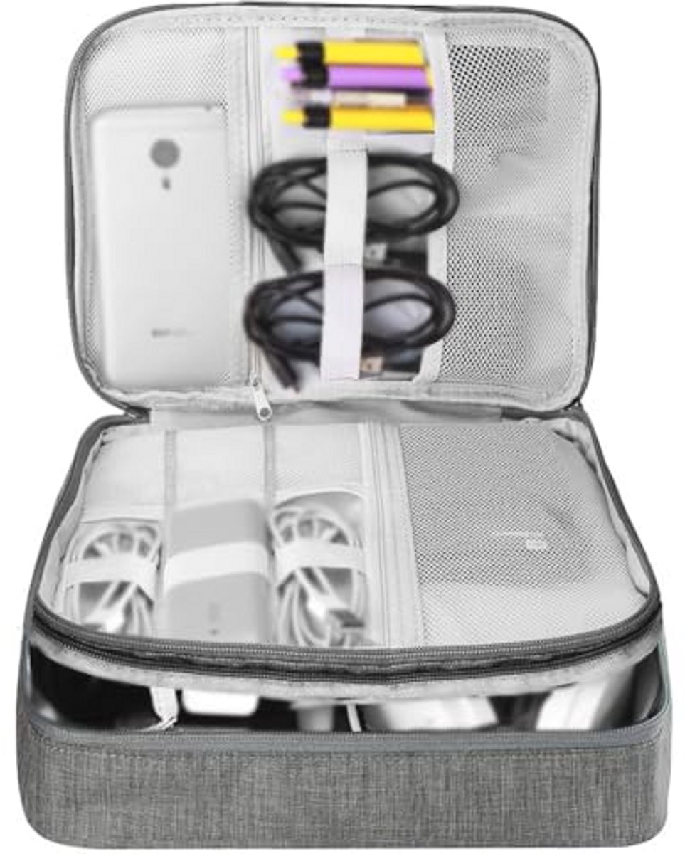 Elektronica Organizer Tas voor Reizen - Extra Groot, 3-laags Draagtas voor Accessoires