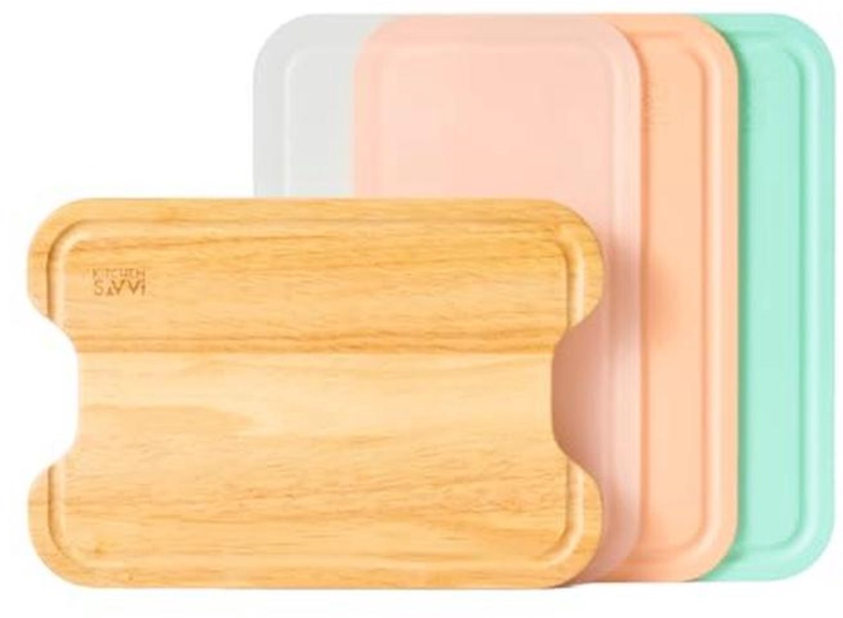 4-in-1 Snijplankset - Stapelbare Kunststof Planken voor Vaatwasmachine