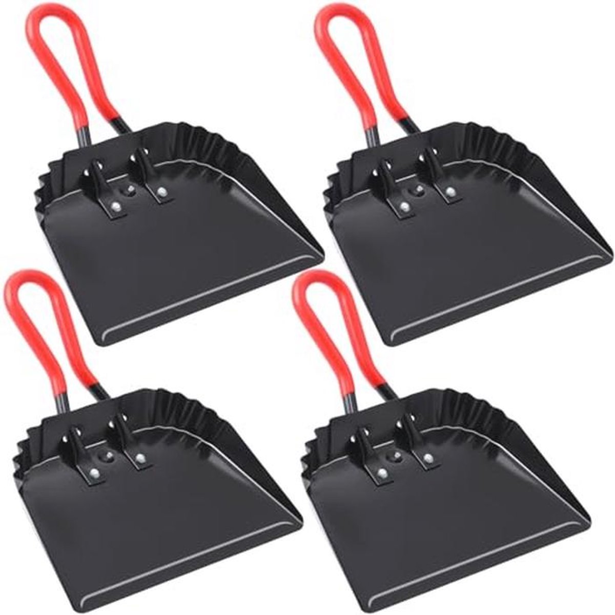 Industriële Zwarte Metalen Stofpannen - 4 Stuks 12 Inch Heavy Duty Reinigingsgereedschap