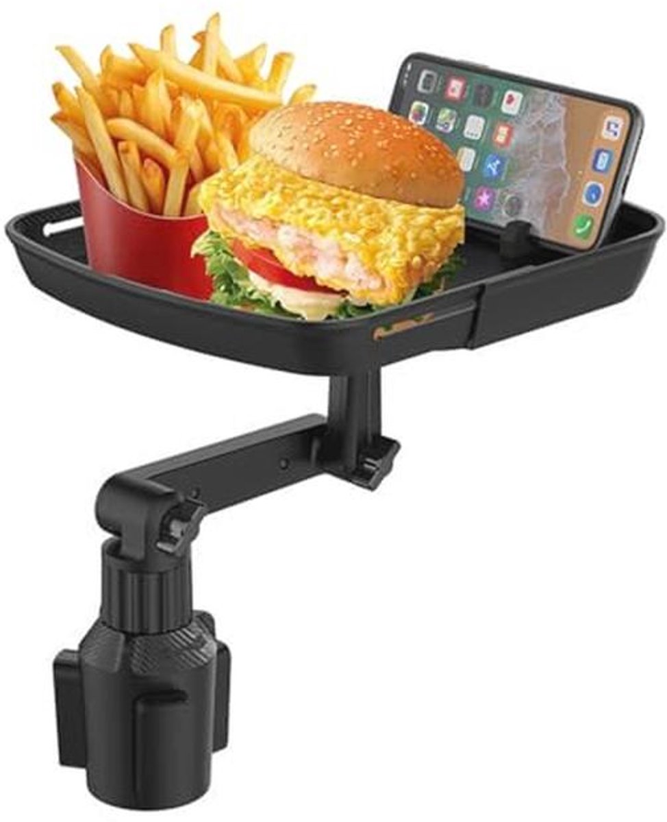 Verstelbare Auto Cup Holder en Tray met 360° Draaiarm