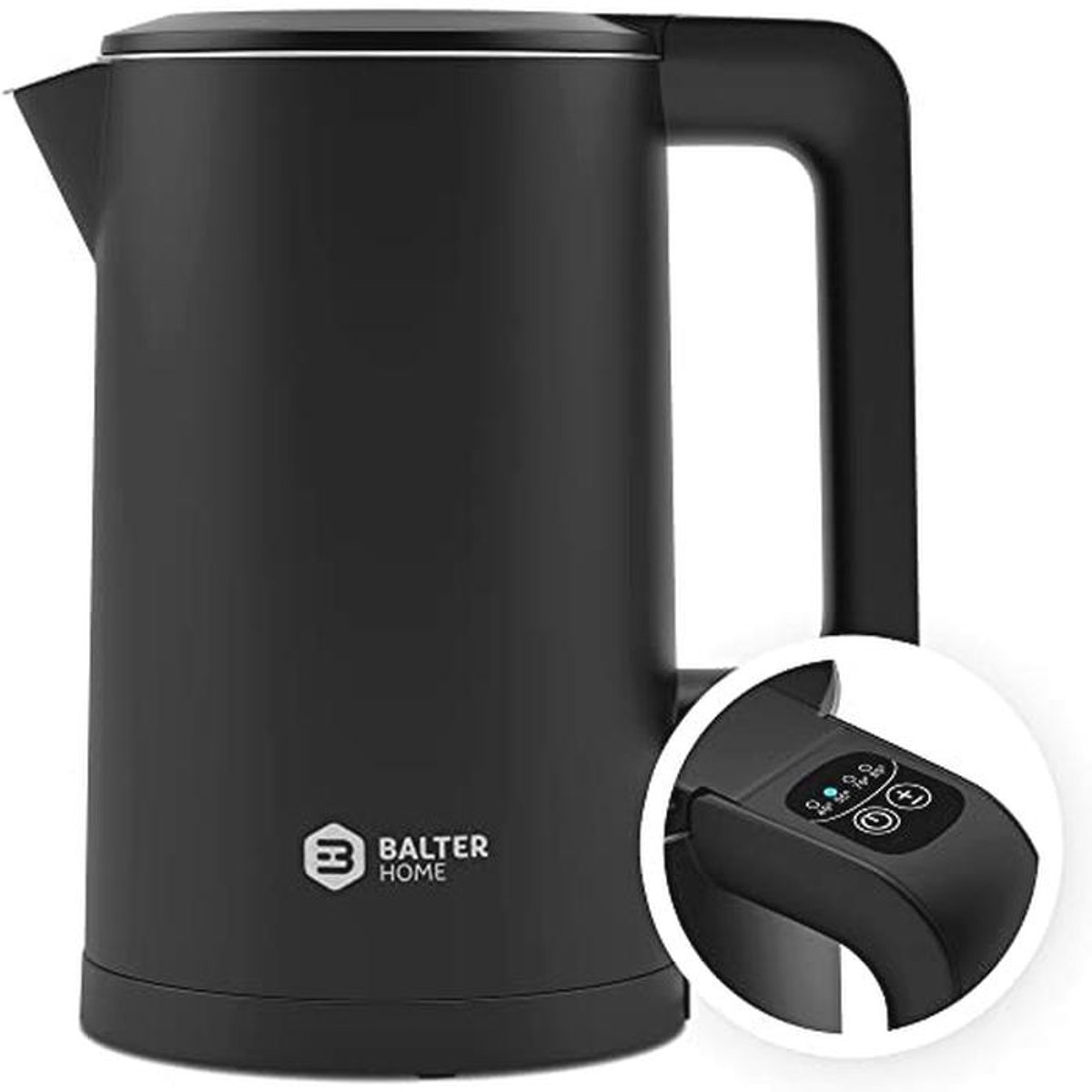 Roestvrijstalen waterkoker met temperatuurinstelling en dubbele wand, 1,7 l