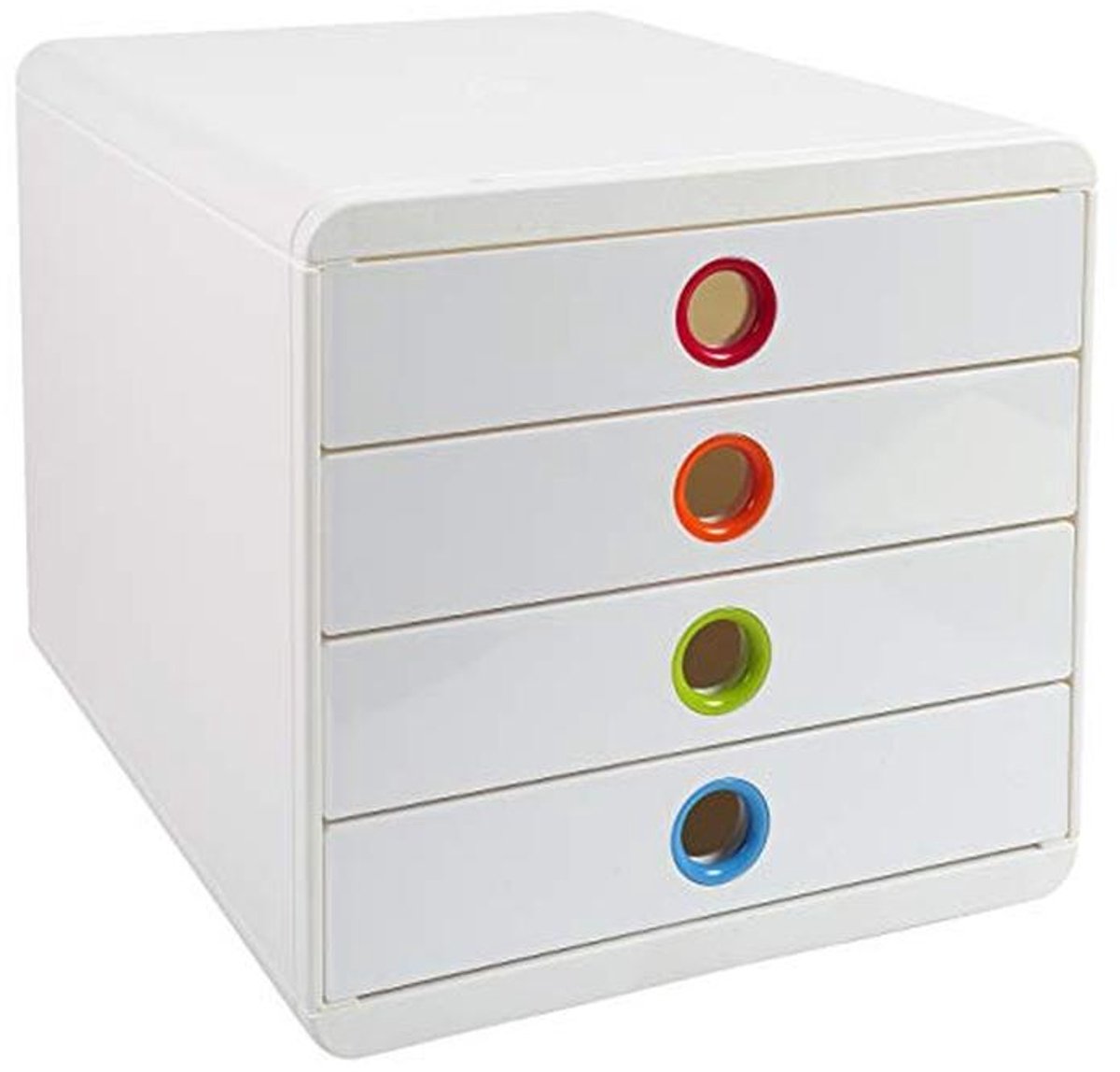 Ladekast voor A4+ Documenten met 4 Gesloten Lades - Desktop Organizer - Wit