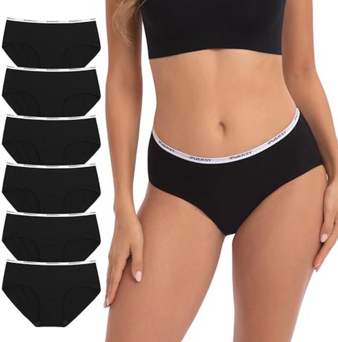 Dames Stretch Katoenen Ondergoed - 6 Stuks Middel Hoge Taille Briefs