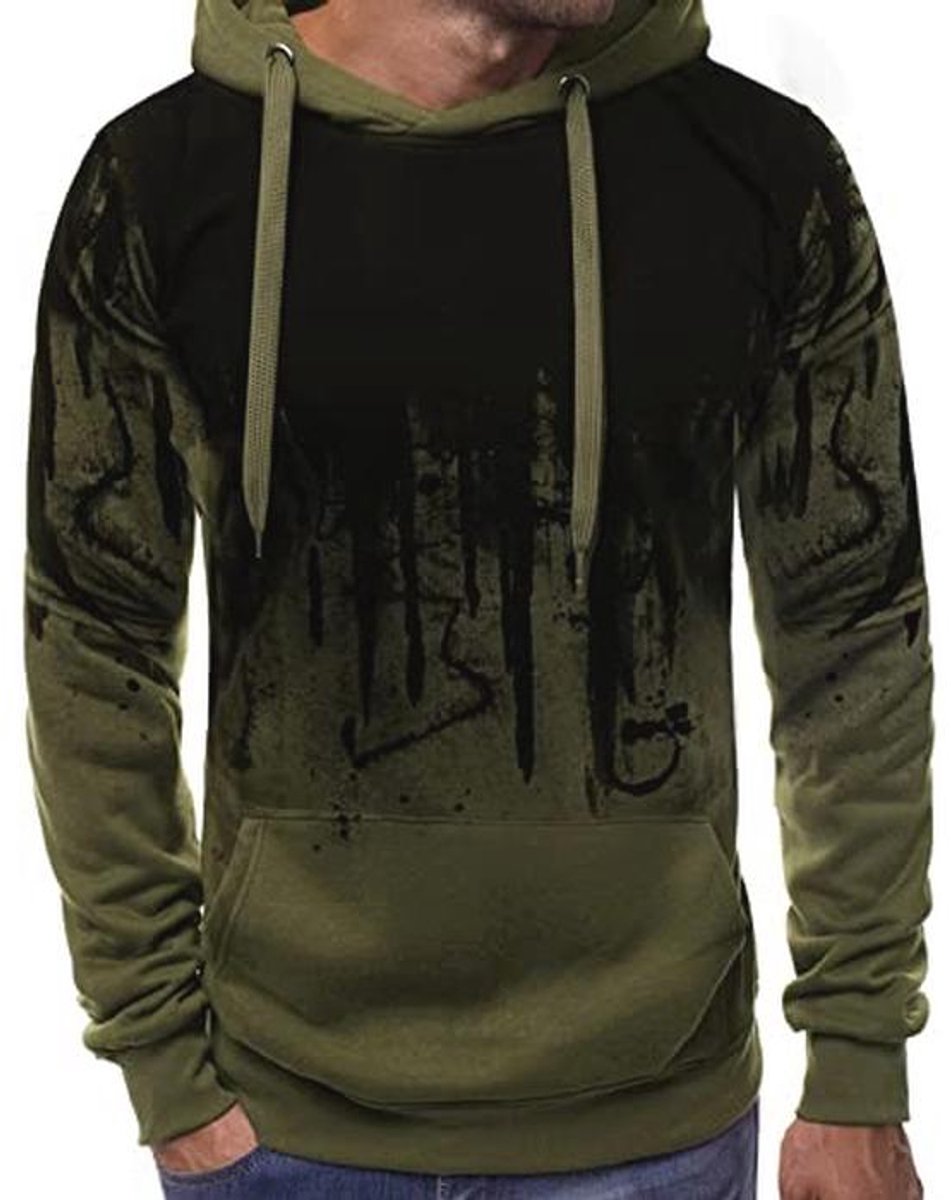 Heren Fleece Hoodie met Gradiënt Kleur – Lange Mouwen, Casual Pullover
