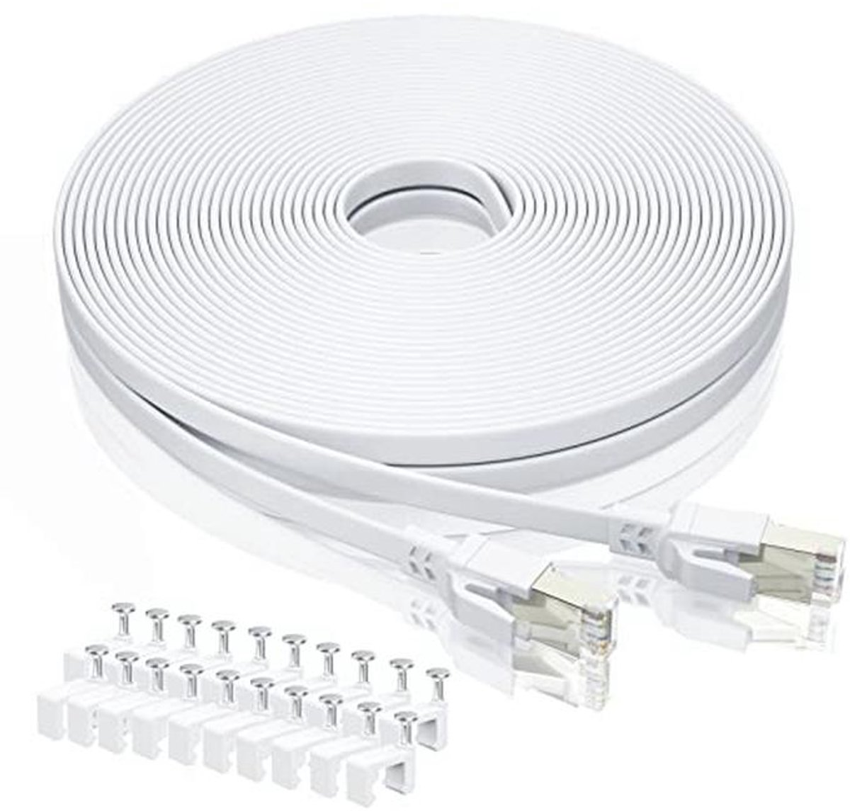 Cat8 Ethernet-kabel 30 m - 40 Gbit/s, 2000 MHz, platte high-speed internetkabel voor router en laptop
