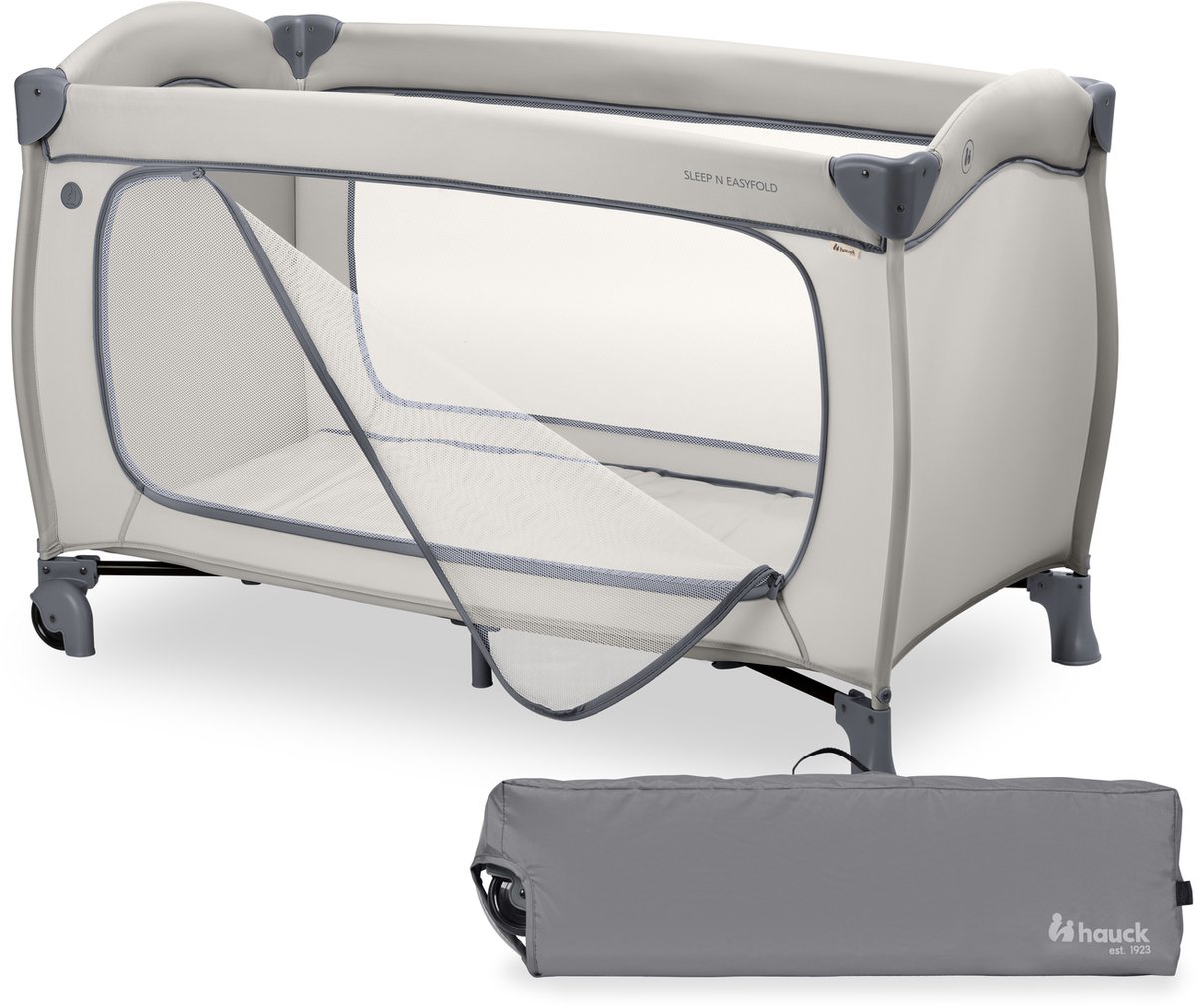 hauck Sleep N Easyfold - Campingbedje met innovatief vouwmechanisme - Dark Grey