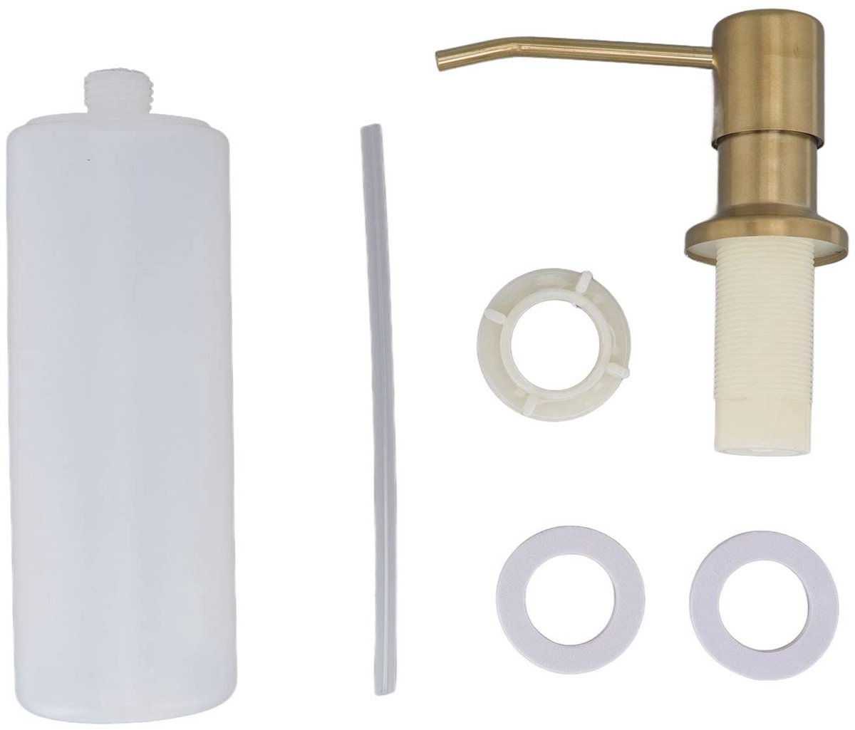 Zeepdispenser voor in de gootsteen - Geïntegreerde 360 graden draaibare dispenser voor keuken, 300 ml, eenvoudig te installeren, duurzaam (goud)