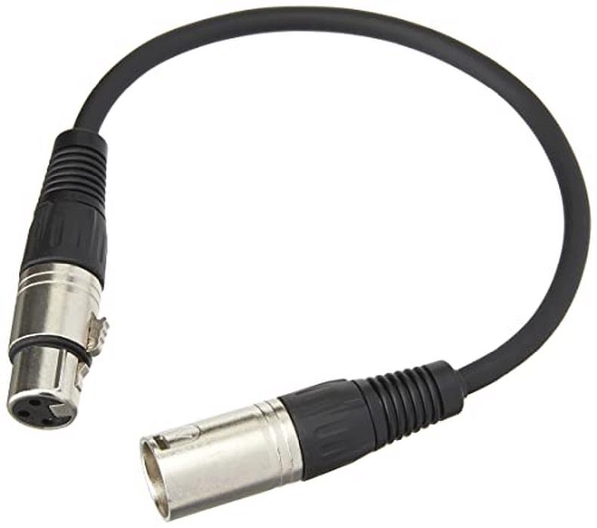 XLR Microfoonlood 3 Pin Mannetje naar Vrouwelijke Aansluiting - 0.3m, Nikkel