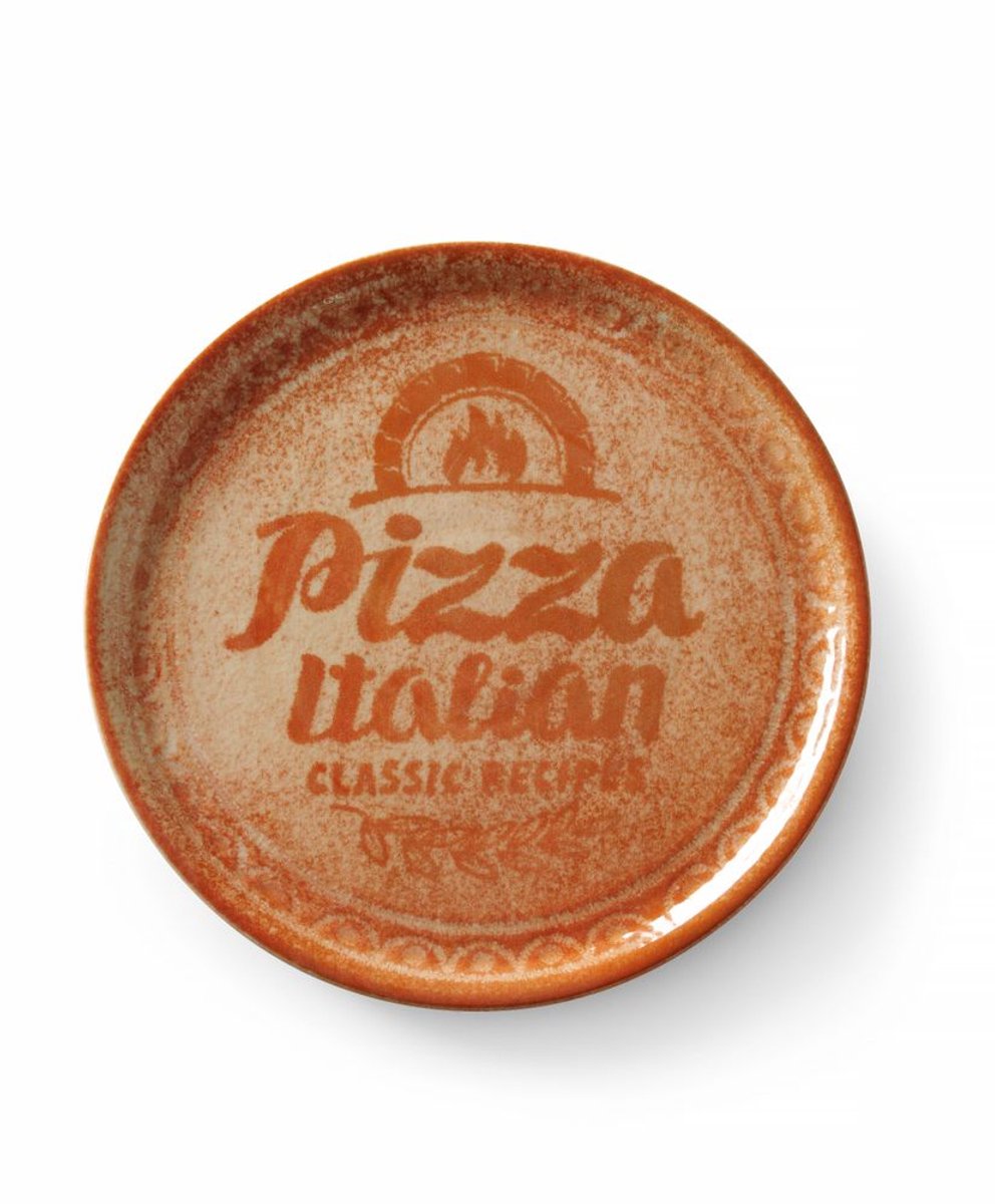 HENDI Pizzabord – Geglazuurd Porselein – Baksteenrood – Ø 310 mm – Vaatwasmachinebestendig