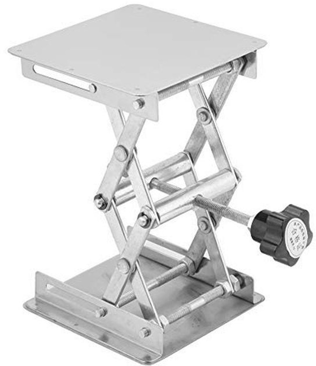 Hijsbeugel voor laboratorium - 100x100 mm hefplatform, roestvrijstalen schaarliftbeugel