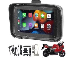 Draagbaar touchscreen scherm voor Carplay en Android Auto voor motoren - 5 inch waterdicht IPX7 met GPS en Bluetooth