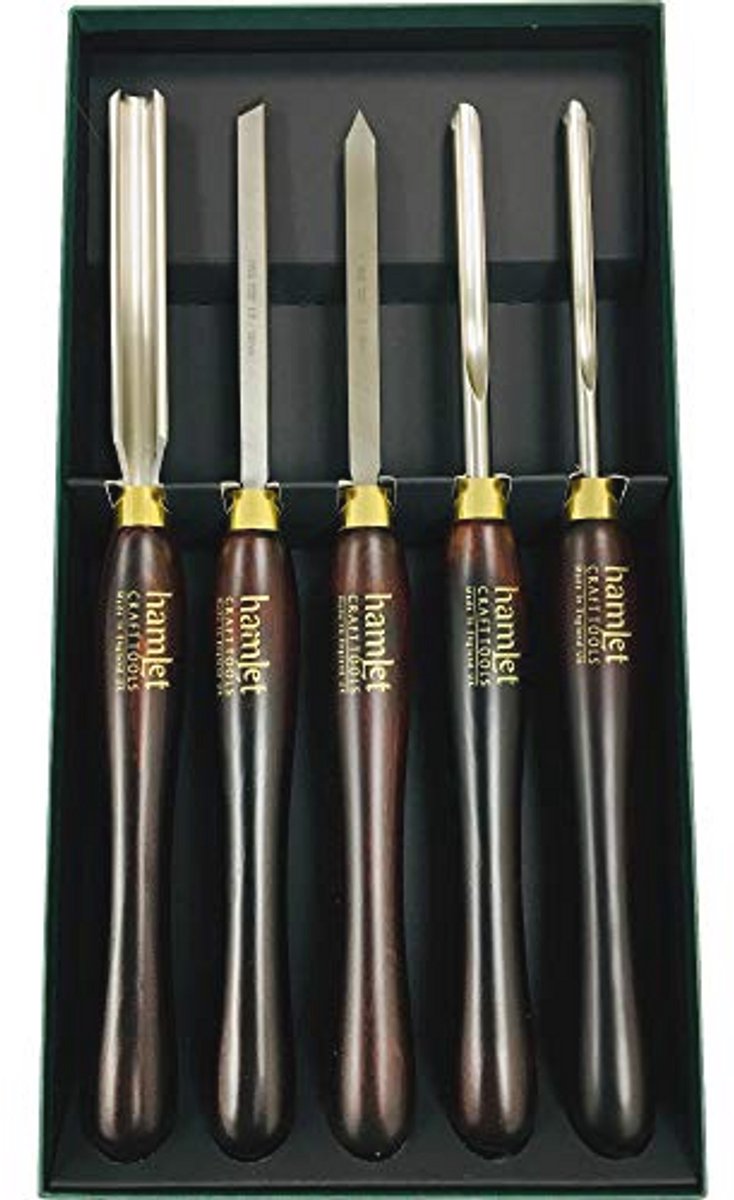 Houtdraai Beitel Set voor Beginners en Gevorderden - 5-delige Set met Handvatten van 255 mm