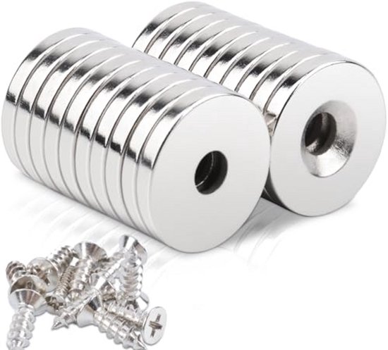 20 Stuks Neodymium Magneten met Gat, 10 X 2.5 mm Magneten Sterk met Gat 20 Stuks Neodymium Magneten met Gat, 10 X 2.5 mm Magneten Sterk met Gat