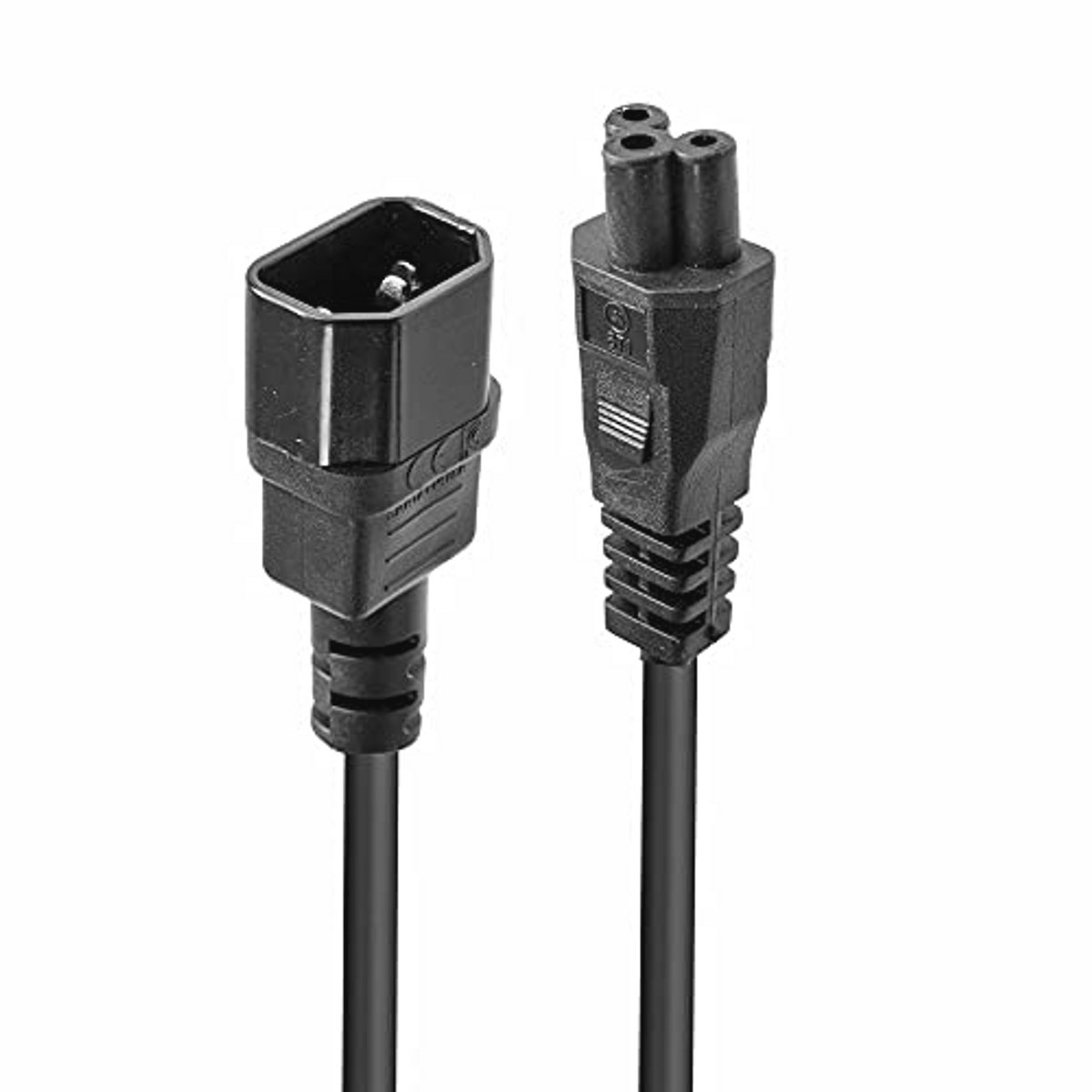 1m IEC C14 naar IEC C5 Cloverleaf verlengkabel zwart