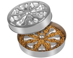 Slow Feeder Hondenbak - RVS Antislip Voerbak voor Droog, Nat of Rauw Voedsel, 5 Kopjes Capaciteit, Dubbelzijdig Ontwerp