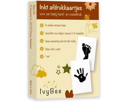 IvyBee Baby Voetafdruk en Handafdruk Zwart Inktafdruk - Kraamcadeau Babyshower Moederdag - 1 stuk Voet Hand Afdruk