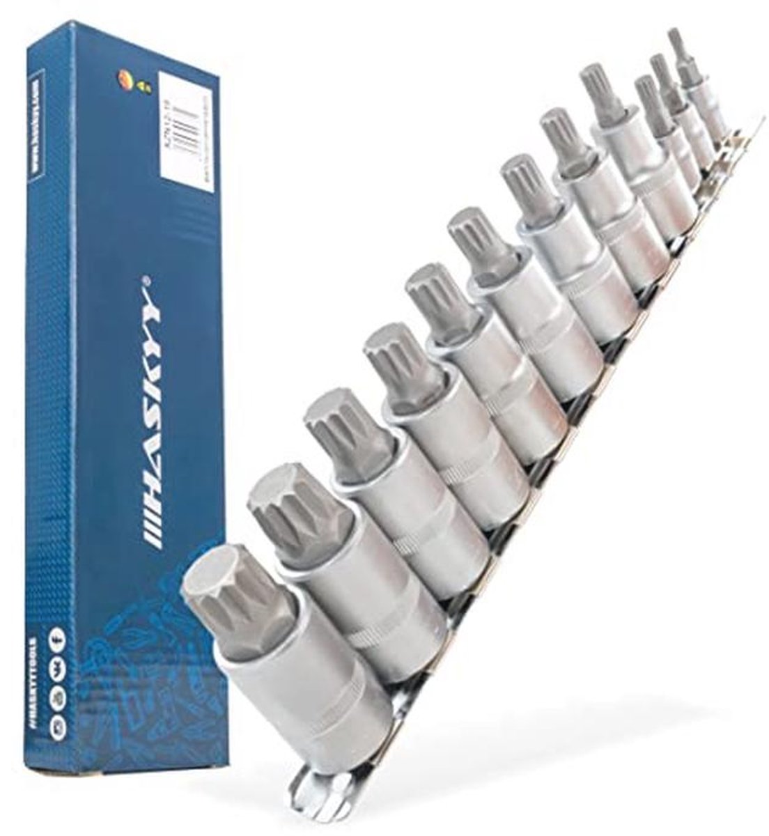 12-delige interne meerknopset - Multi eindkappen en XZN-dopsleutels (M4 t/m M18)