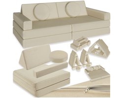 tectake® Speelbank Lilly - Kinderbank - Modulair peutermeubilair - Kinderstoel - Kinderfauteuil - Play couch - Kinderzetel - Bankje - Montessori speelgoed - Kindersofa - Slaapbank - 120cm - Beige