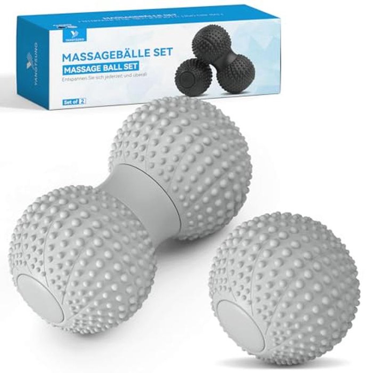Massageballen Set van 2 voor Triggerpoint en Spierverlichting - Verschillende Hardheid voor Rug, Benen, Voeten en Handen