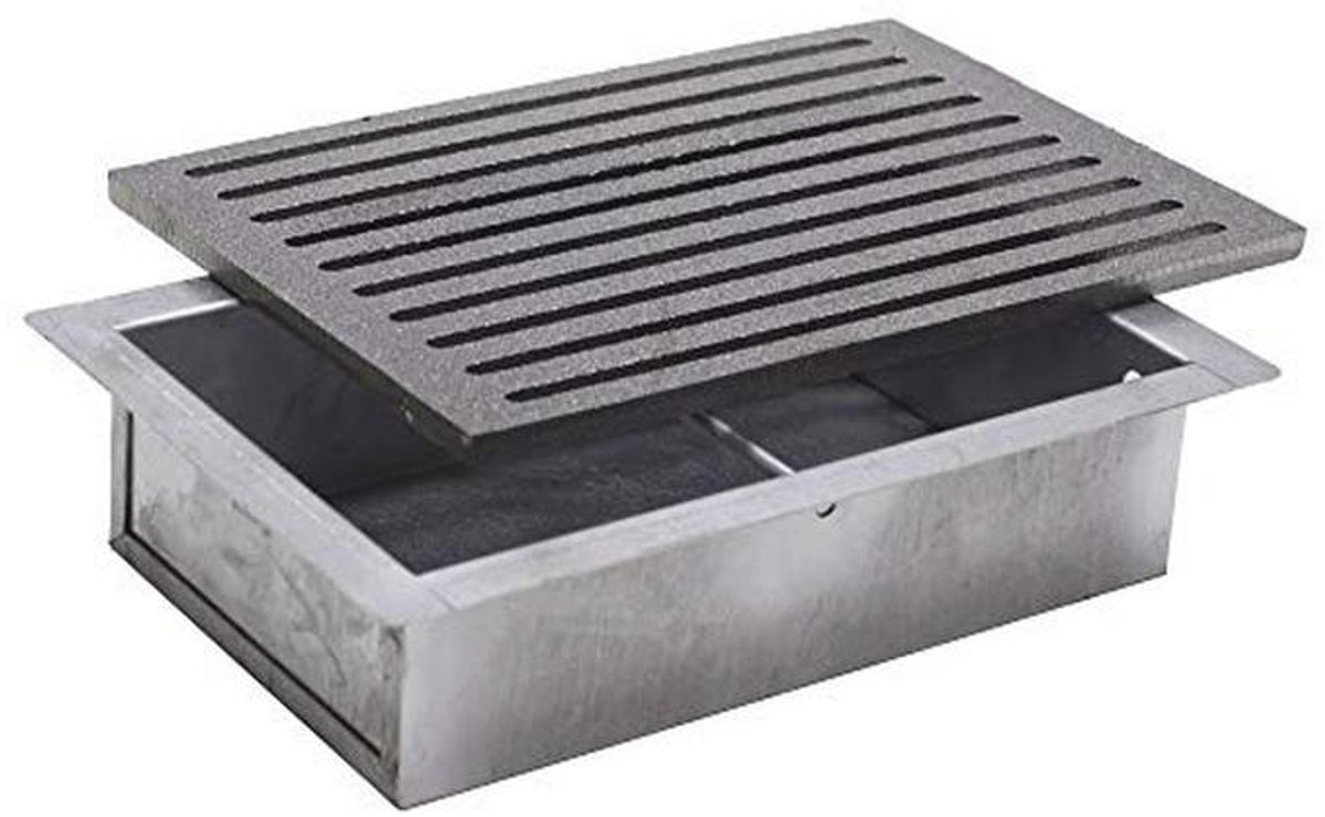 Gietijzeren Grillrooster 20,6x30 cm met Aslade - Ideaal voor Open Haard